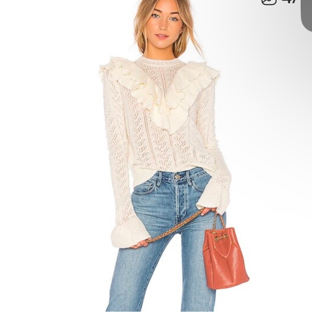 Tularosa Cream Ruffle Sweater - Picture 2 of 4